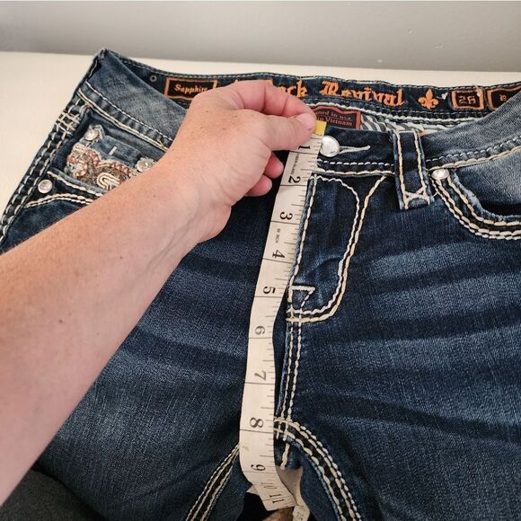 Rock Revival Sapphire Jeans 26 Easy Skinny Thick Stitch Embellished - Picture 5 of 7
